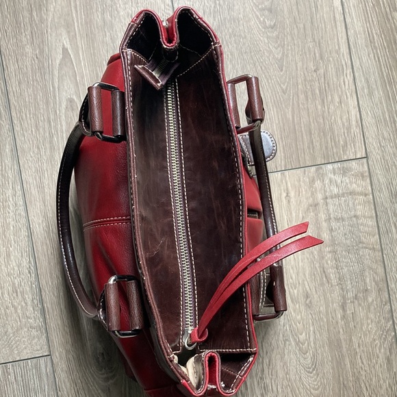 Luce Dark Red & Brown SUPER SOFT Genuine Leather Large Handbag - Picture 11 of 14